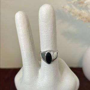 Elegant Silver and Black Stamped Sterling Men’s/Womens Ring